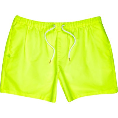 Yellow neon mid length swim shorts